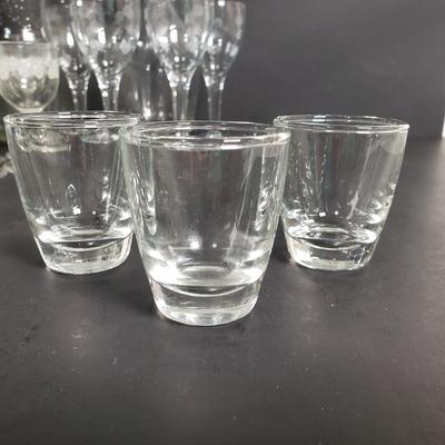 LOT 124: Vintage Atomic Decanter & Glass Set & More