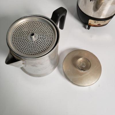 LOT 126: Kitchen Collection: Corning Ware, Farberware, Apple Peeling Machine, Coffee Pots & More