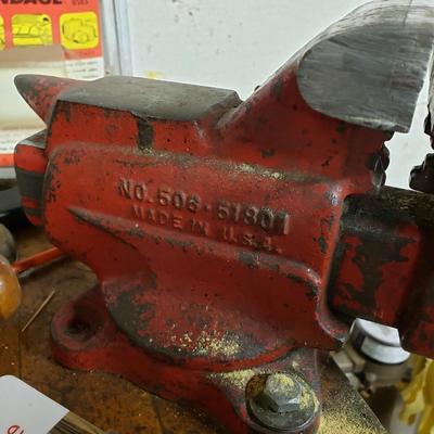 LOT 130: Basement Tool Bench Clean Out including Vise