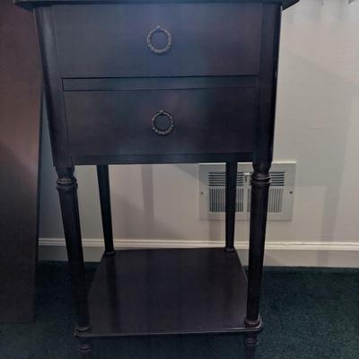 Sale Photo Thumbnail #61: Wood nightstand/small end table with 2 drawers and shelf on bottom