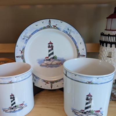 Sale Photo Thumbnail #69: Lighthouse decorative set with plate and 2 different sized containers