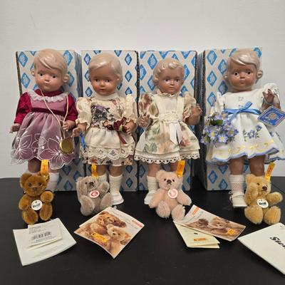 LOT 41: Schildkrot-Puppen Dolls with Their Steiff Teddy Bears