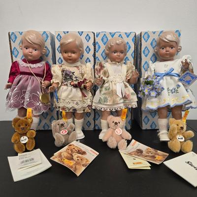 LOT 41: Schildkrot-Puppen Dolls with Their Steiff Teddy Bears