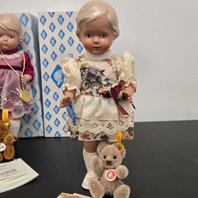 LOT 41: Schildkrot-Puppen Dolls with Their Steiff Teddy Bears