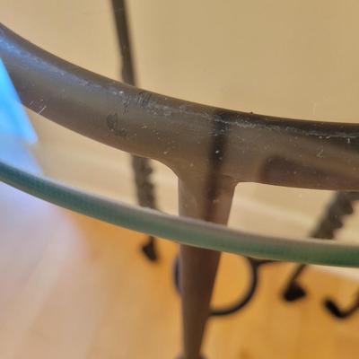 Pair of Iron and Glass Side Tables (LR-EL)