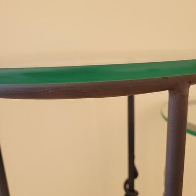 Pair of Iron and Glass Side Tables (LR-EL)