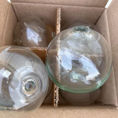 Large milk can glass candle holder and glass balls