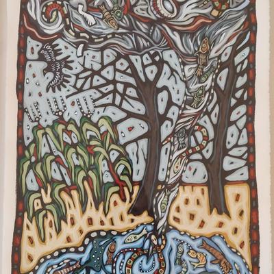 "Mush Creek" Original Acrylic & Ink Art by Bethanne B Hill (FP-BBL)