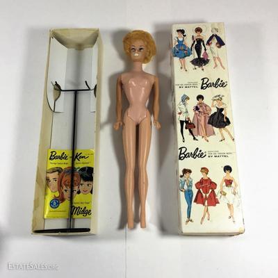 1960s Platinum Bubble Cut Barbie With Stand