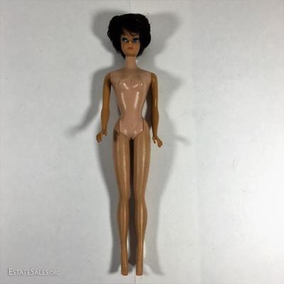 1960s Brunette Bubble Cut Barbie With Stand
