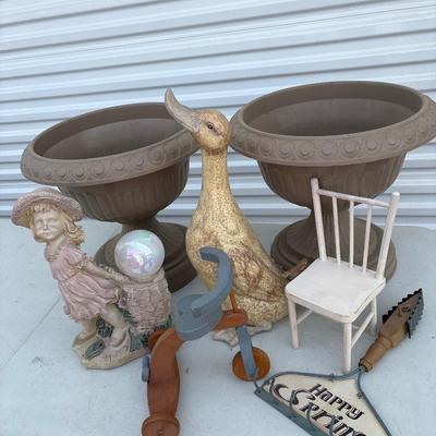 Plastic planters and yard decor