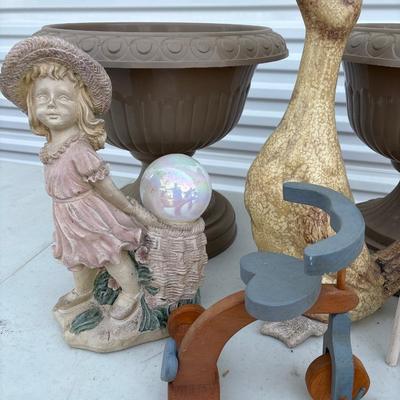 Plastic planters and yard decor
