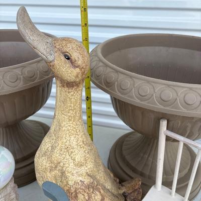 Plastic planters and yard decor