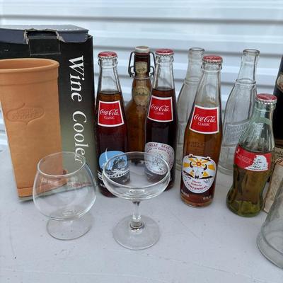 Barware & glassware and vintage Coca-Cola and other bottles