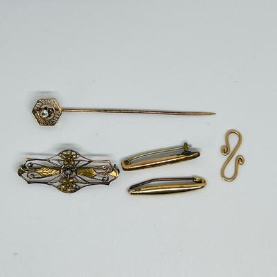 Gold Jewelry Lot - Not Marked Tested at 10K-14K, Stick Pin Victorian
