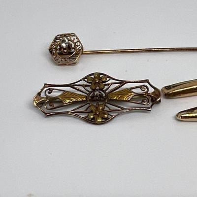 Gold Jewelry Lot - Not Marked Tested at 10K-14K, Stick Pin Victorian