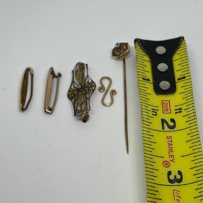 Gold Jewelry Lot - Not Marked Tested at 10K-14K, Stick Pin Victorian