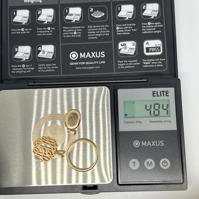 14k Gold Jewelry Lot - Ring, Locket Tested at 14k, Monogram Marked