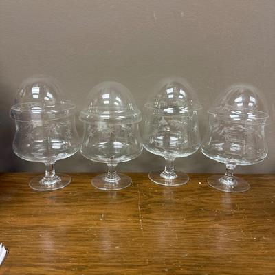 Vintage 15oz Cocktail Shrimp Glasses with Pattern Set of 4