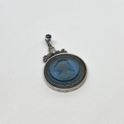 Designer Extasia Montana German Glass Intaglio Cameo Pendant