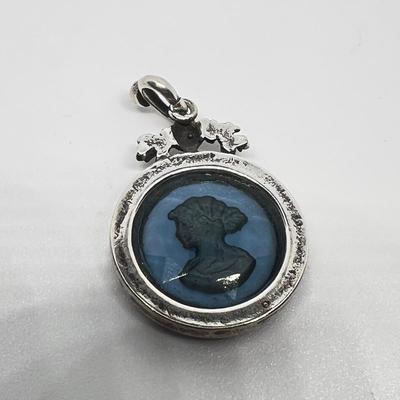 Designer Extasia Montana German Glass Intaglio Cameo Pendant