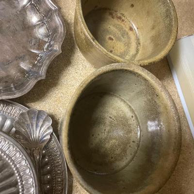 Pottery and silver tone items