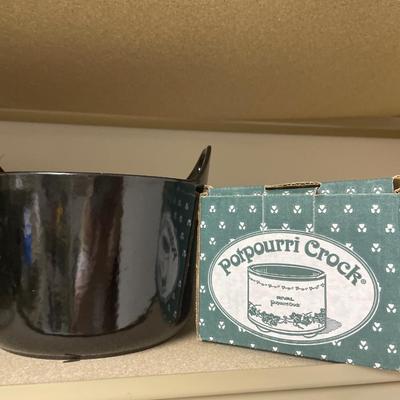 Black metal lampshade, crocs, and Christmas decor