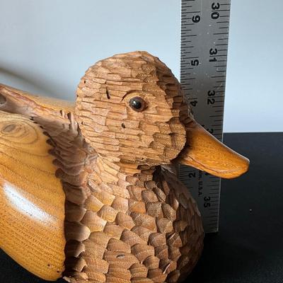 Vintage Hand Carved Wooden Duck by D. Ritter 1980s