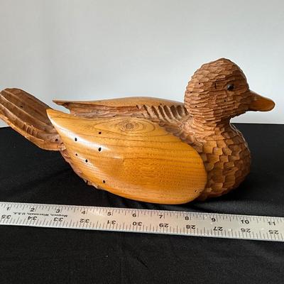 Vintage Hand Carved Wooden Duck by D. Ritter 1980s