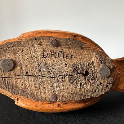 Vintage Hand Carved Wooden Duck by D. Ritter 1980s
