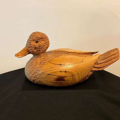 Vintage Hand Carved Wooden Duck by D. Ritter 1980s