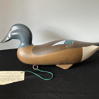 Blue Wing Teal Drake, Hand Carved/Painted by John Clark 2000