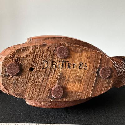 Vintage Hand Carved Wooden Duck by D.Ritter 1986