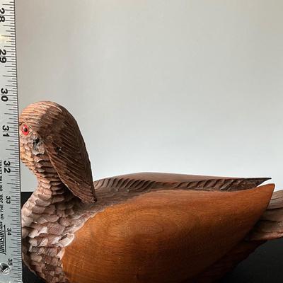 Vintage Hand Carved Wooden Duck by D.Ritter 1986