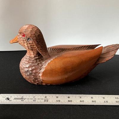 Vintage Hand Carved Wooden Duck by D.Ritter 1986