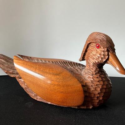 Vintage Hand Carved Wooden Duck by D.Ritter 1986