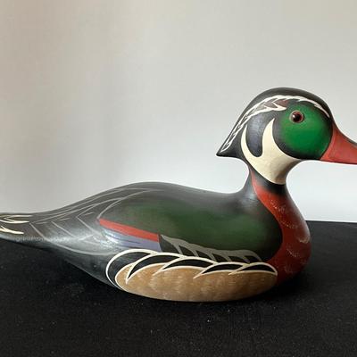 Vintage Hand Painted Drake Wooden Duck Decoy -Hornick Bros. 1981
