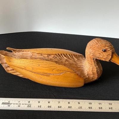 Vintage Hand Carved Wooden Duck by D.Ritter 1976