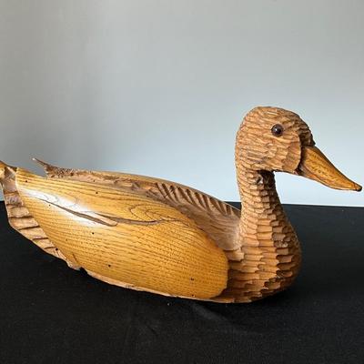 Vintage Hand Carved Wooden Duck by D.Ritter 1976