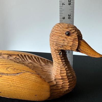 Vintage Hand Carved Wooden Duck by D.Ritter 1976