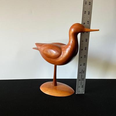Vintage Hand Carved Wild Cherry Wood Avocet shorebird decoy -KA Nyhus 1985