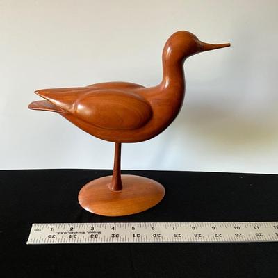 Vintage Hand Carved Wild Cherry Wood Avocet shorebird decoy -KA Nyhus 1985