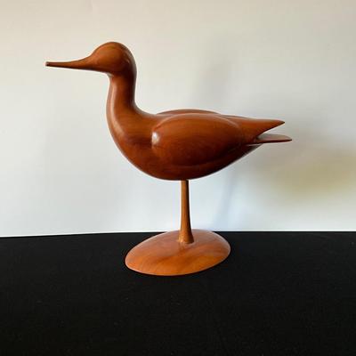 Vintage Hand Carved Wild Cherry Wood Avocet shorebird decoy -KA Nyhus 1985