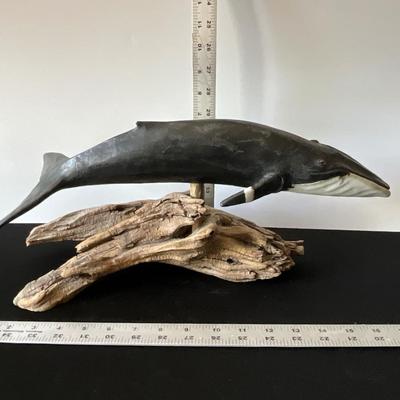 Wood Blue Whale on Driftwood Stand
