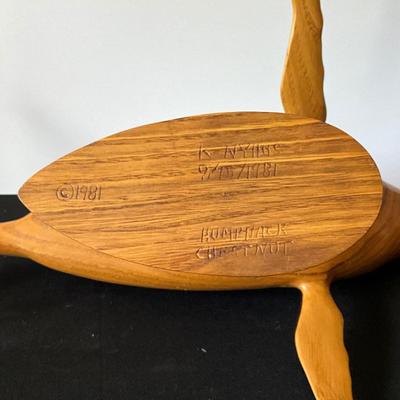 Vintage Hand Carved Humpback Whale in Chestnut - K.Nyhus 1981