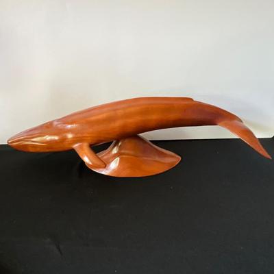 Vintage Hand Carved Blue Whale in Wild Cherry Wood -KA Nyhus 1987