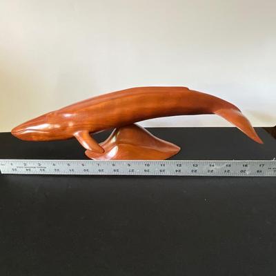 Vintage Hand Carved Blue Whale in Wild Cherry Wood -KA Nyhus 1987