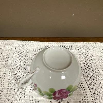 Japanese Rose Painted Cup and Saucer