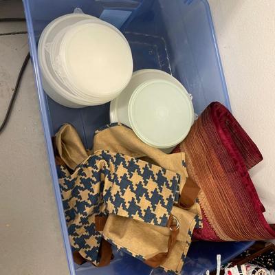 Tupperware, apron and runner