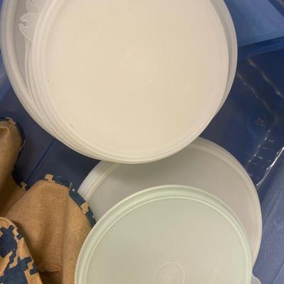 Tupperware, apron and runner